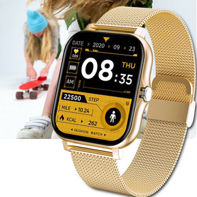 Descubra o Smart Watch com Tela Touch, perfeito para esportes e fitness. Este Relógio Digital Inteligente é a escolha ideal para homens e mulheres. Com Chamadas via Bluetooth, Monitor de Frequência Cardíaca e Pressão Arterial. À prova d'água e com Display Quadrado TFT, tenha a tecnologia sempre ao seu alcance.