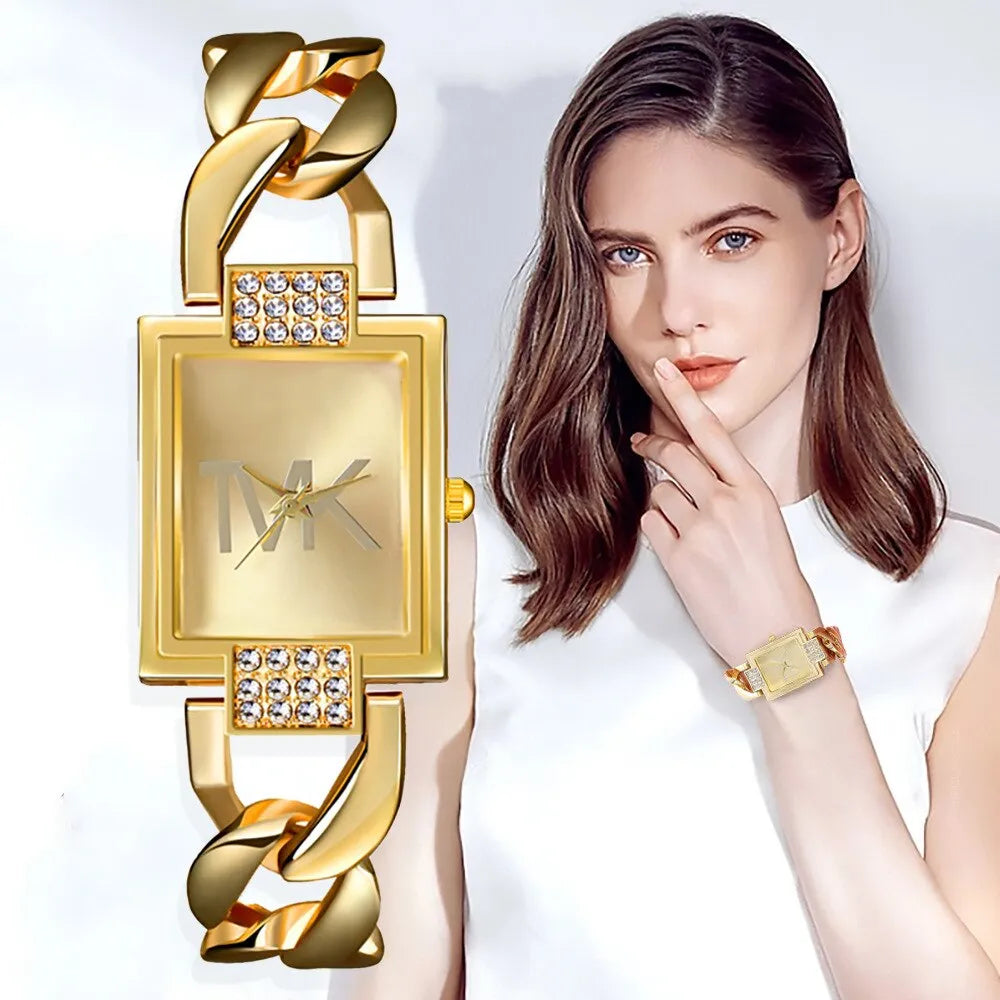 Relógio Elegance Diamante de Ouro Negro