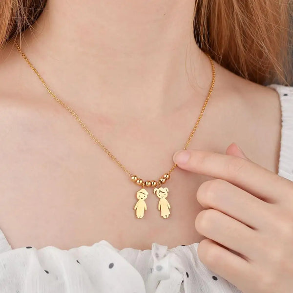 Colar Família Personalizado com Pingentes de Meninos e Meninas