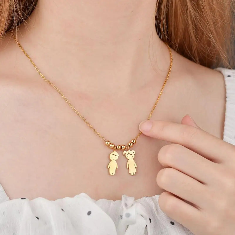 Colar Família Personalizado com Pingentes de Meninos e Meninas