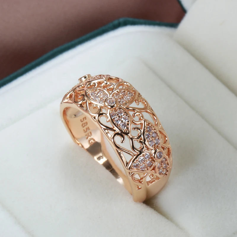 Anel Flor de Zircônia Ouro Rosé 585