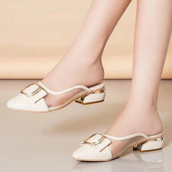 Sapatos Elegantes com Salto Quadrado Confortável