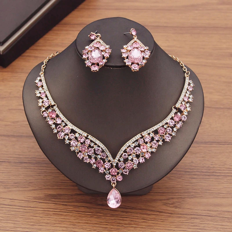 Conjunto Vintage de Cristal Colar e Brincos Princesa Real Ametista