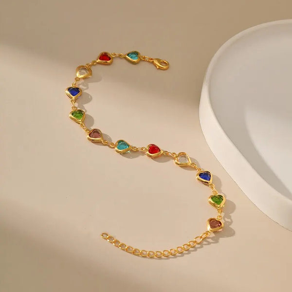 Pulseira Coração Com Cristais Radiantes