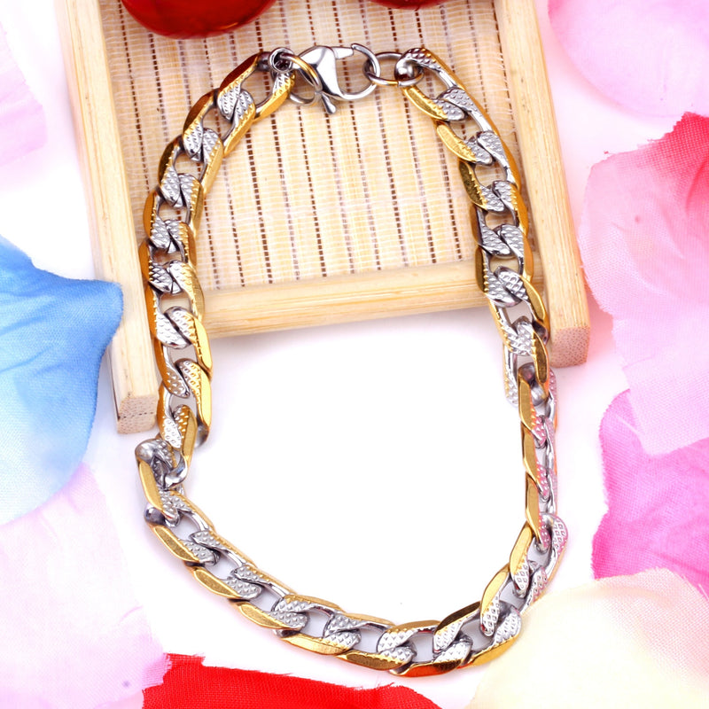 Descubra a Pulseira Masculina em Aço Inoxidável com Mix de Ouro e Prata. Estilo Punk e Hiphop para os amantes da moda. Com Fecho LOBSTER e Design Avançado, essa Pulseira de 22cm se destaca no mundo dos acessórios. Elegância e Durabilidade em um só produto. Ideal para quem busca versatilidade e luxo.