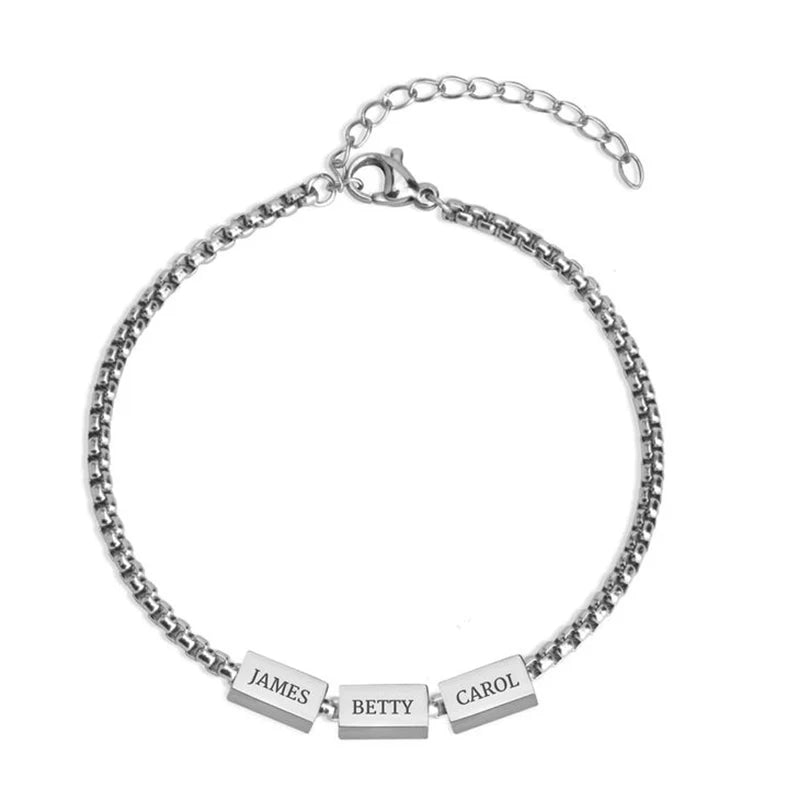 Pulseira Personalizada Nomes Unissex Retangulos Glamure Luxo