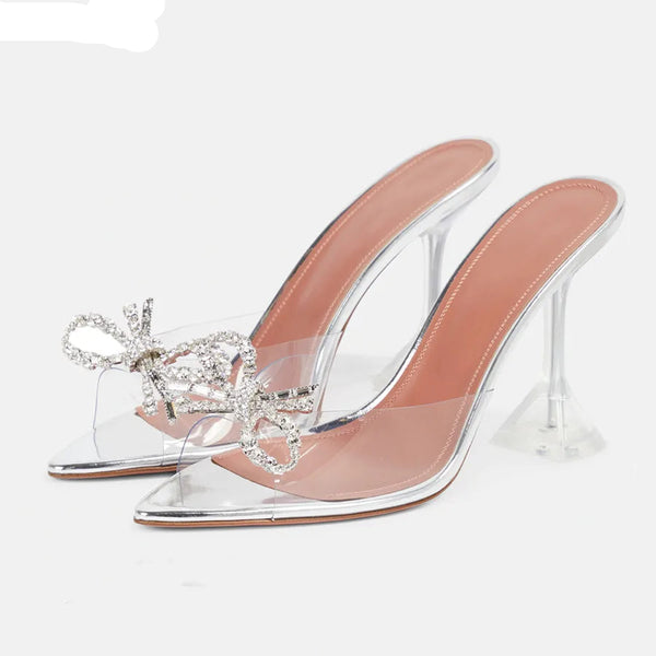 Sandália Cristal Glamour – Salto Alto Transparente com Strass