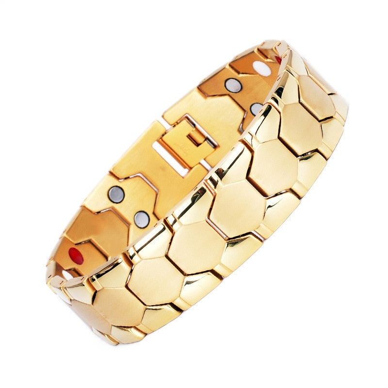 Descubra a Pulseira Magnética com Design de Dragão. Terapia Magnética e Moda Unissex combinadas em um Acessório. Beneficie-se do Magnetismo, Estilo Natural e Design Ergonômico. Feita de Liga Durável, a Pulseira oferece Conforto e Durabilidade.  Cores Versáteis: Preto, Prateado e Dourado. Elevando Estilo e Bem-Estar!