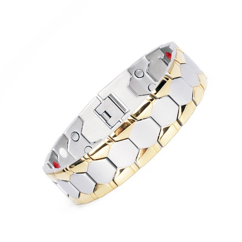 Descubra a Pulseira Magnética com Design de Dragão. Terapia Magnética e Moda Unissex combinadas em um Acessório. Beneficie-se do Magnetismo, Estilo Natural e Design Ergonômico. Feita de Liga Durável, a Pulseira oferece Conforto e Durabilidade.  Cores Versáteis: Preto, Prateado e Dourado. Elevando Estilo e Bem-Estar!