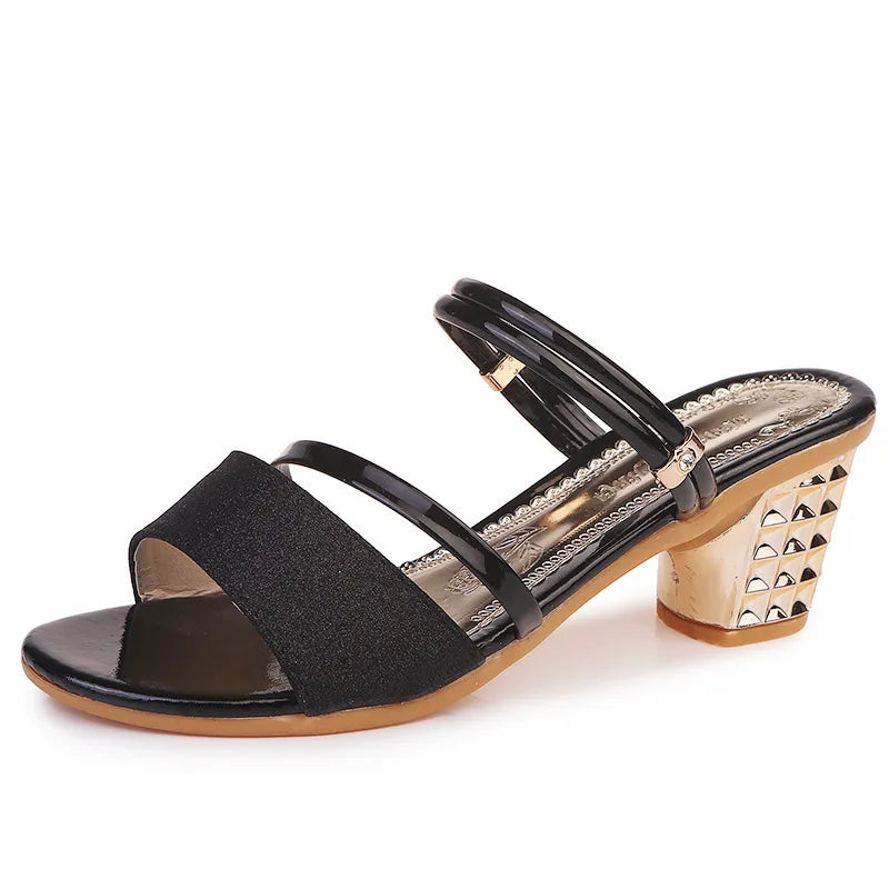 Sandália Glamour Cristal Dourada – Elegância e Conforto Feminino