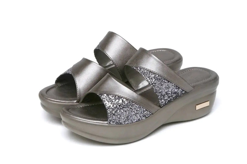 Sandália Feminina Plataforma Glitter Conforto Glamure