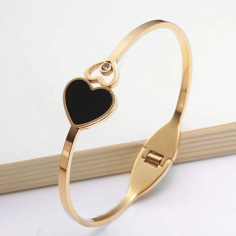 Pulseira Coração Trevo da Sorte Inoxidável - Símbolo Amor e Sorte