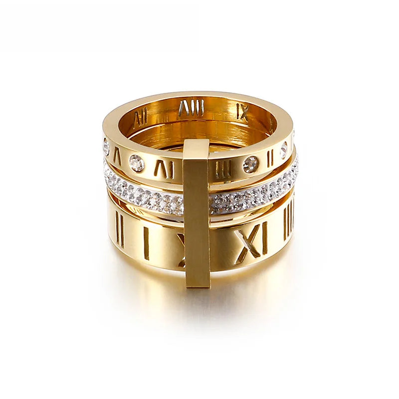 Descubra o ANEL TRÊS CAMADAS Zircônia Romana, uma expressão de ELEGÂNCIA e sofisticação. Feito com aço inoxidável de ALTA QUALIDADE e detalhes em Zircônia, este anel é perfeito para qualquer ocasião. Disponível em cores como Ouro, Prata e Rosé, é a escolha ideal para quem busca um ANEL VERSÁTIL e durável.