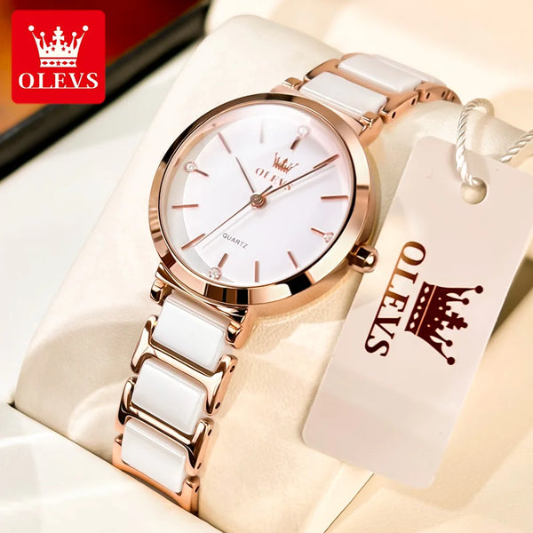 Relógio Luxo Cerâmico Quartz à Prova D'Água: Elegância no Seu Pulso