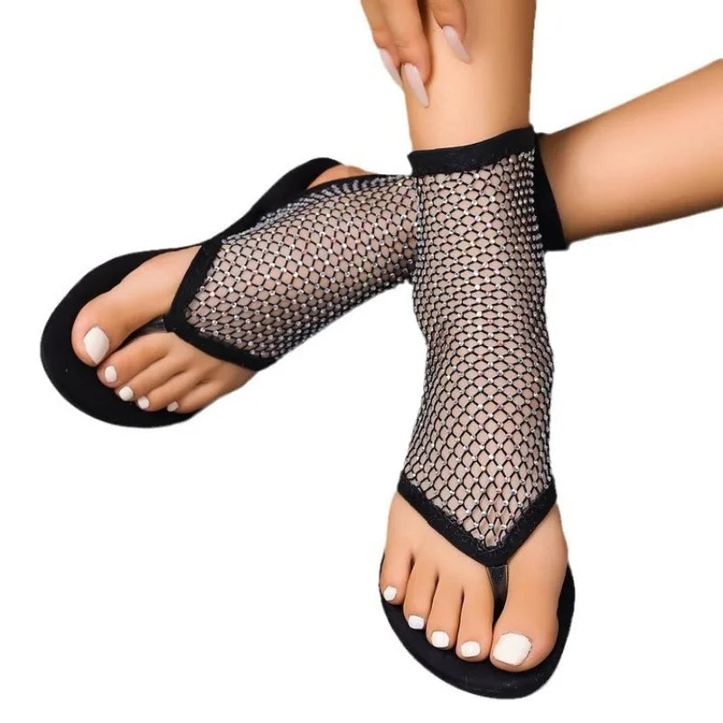 Sandália Mesh Crystal Glamure Verão de Luz