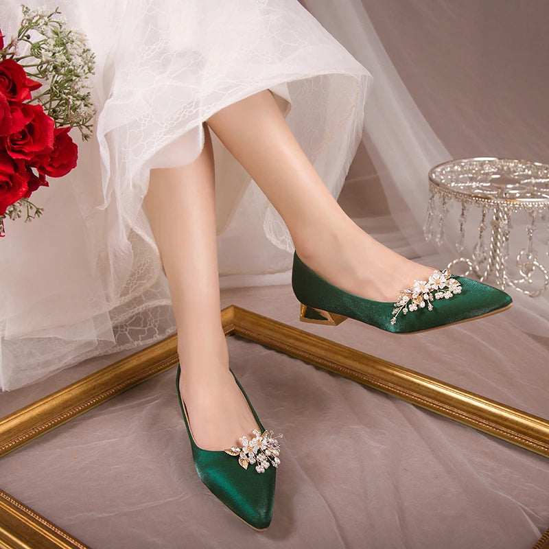 Scarpin Seda Cristal Glamure: Salto Baixo Luxo Primavera