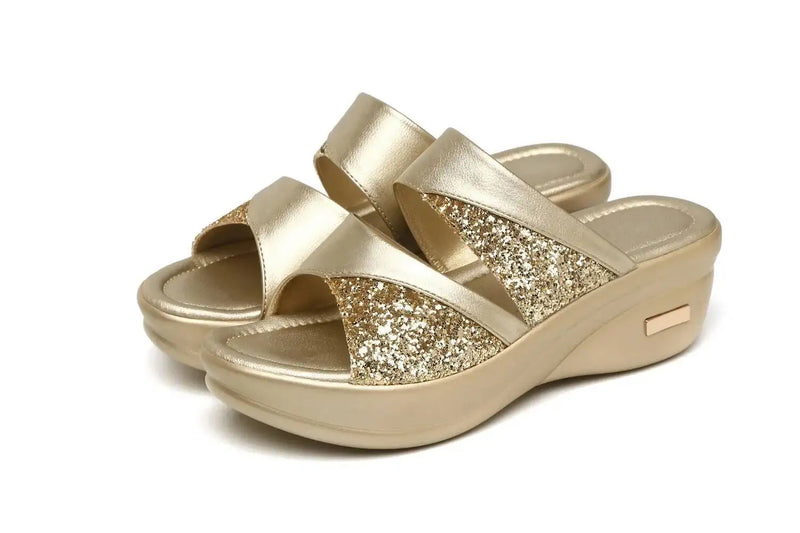 Sandália Feminina Plataforma Glitter Conforto Glamure