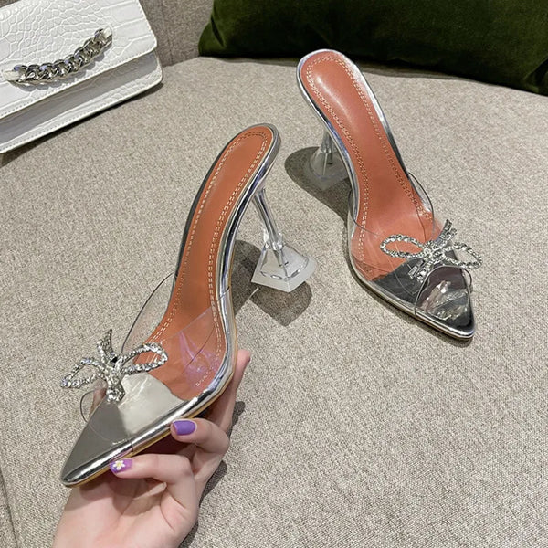 Sandália Cristal Glamour – Salto Alto Transparente com Strass