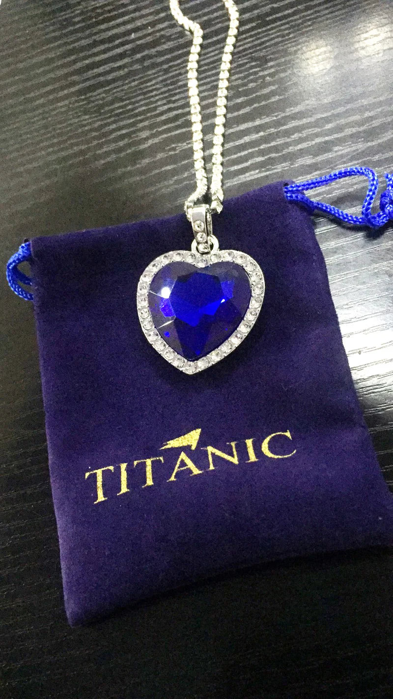 Conjunto Amor Eterno do Coração do Oceano, Colar e Brincos Azul Luxo