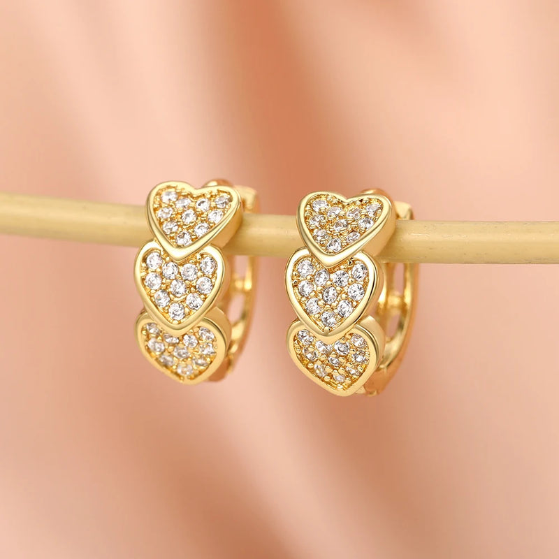 Brincos Argola Coração Dourado Glamure Lux