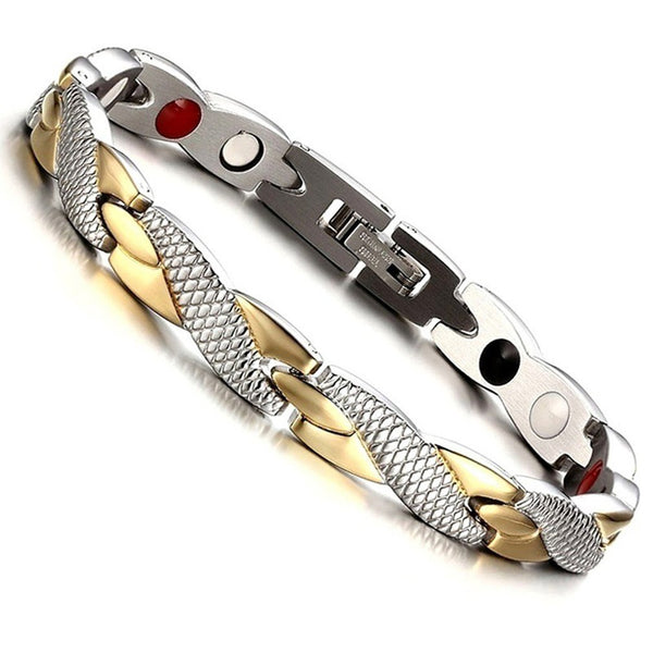 Descubra a Pulseira Magnética com Design de Dragão. Terapia Magnética e Moda Unissex combinadas em um Acessório. Beneficie-se do Magnetismo, Estilo Natural e Design Ergonômico. Feita de Liga Durável, a Pulseira oferece Conforto e Durabilidade.  Cores Versáteis: Preto, Prateado e Dourado. Elevando Estilo e Bem-Estar!