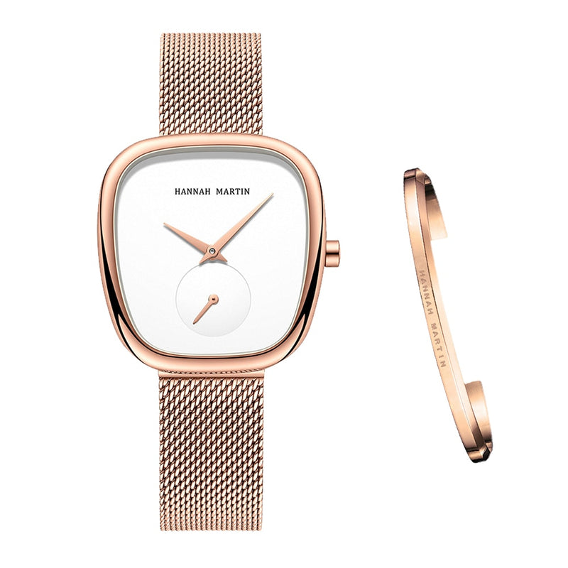 Relógio Feminino Tonneau + Pulseira Elegant